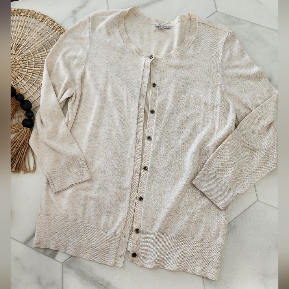 [ HALOGEN] womens size XL, Stella long sleeve, button up cardigan in Oatmeal .
